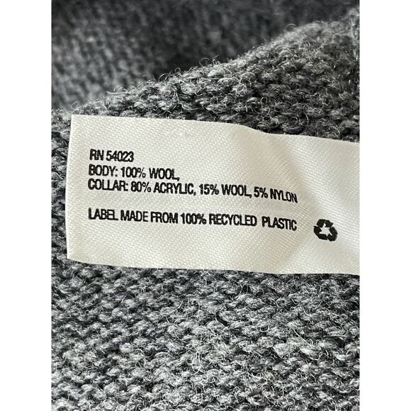 GAP 100% Wool Faux Shearling Collar Button Front Cardigan Gray Size Medium - Picture 10 of 12